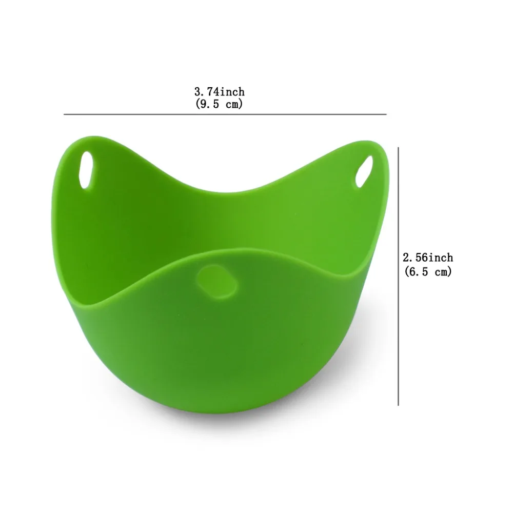 Set Of 4 Silicone Egg Poaching Cups with Ring Standers For Microwave or Stovetop Egg Cooking BPA Free  (6)