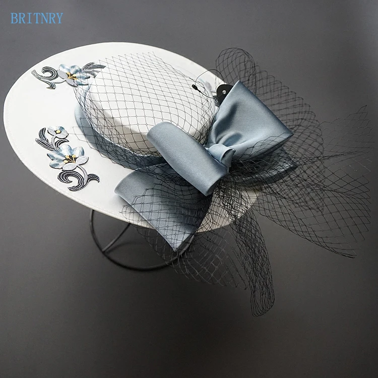 

BRITNRY Elegant Wedding Hat Summer Tulle Bride Hat with Bow