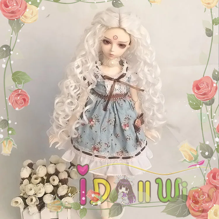 

Best Gift Deep Spiral Curly White BJD Doll Wig 1/3 1/4 1/6 for Choice