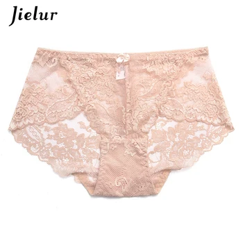 

Jielur Women's Sexy Lace Panties Solid Color Hollow Ladies Briefs Breathable Tempting Underwear Girls Plus Size Panty