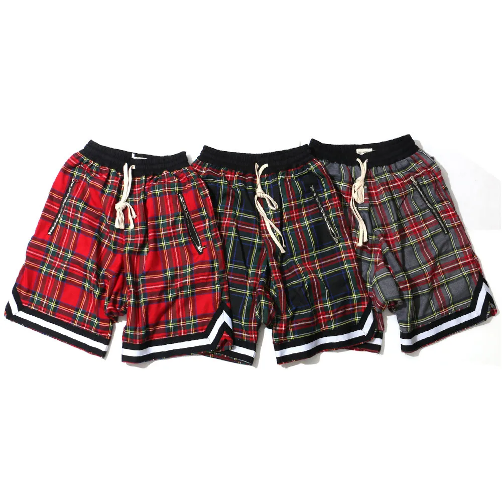 Scottish Pattern Shorts Men Justin Bieber Hip Hop Bermuda Masculina Mens Shorts Cotton Sweatpants Fear of God Retro Men's Shorts