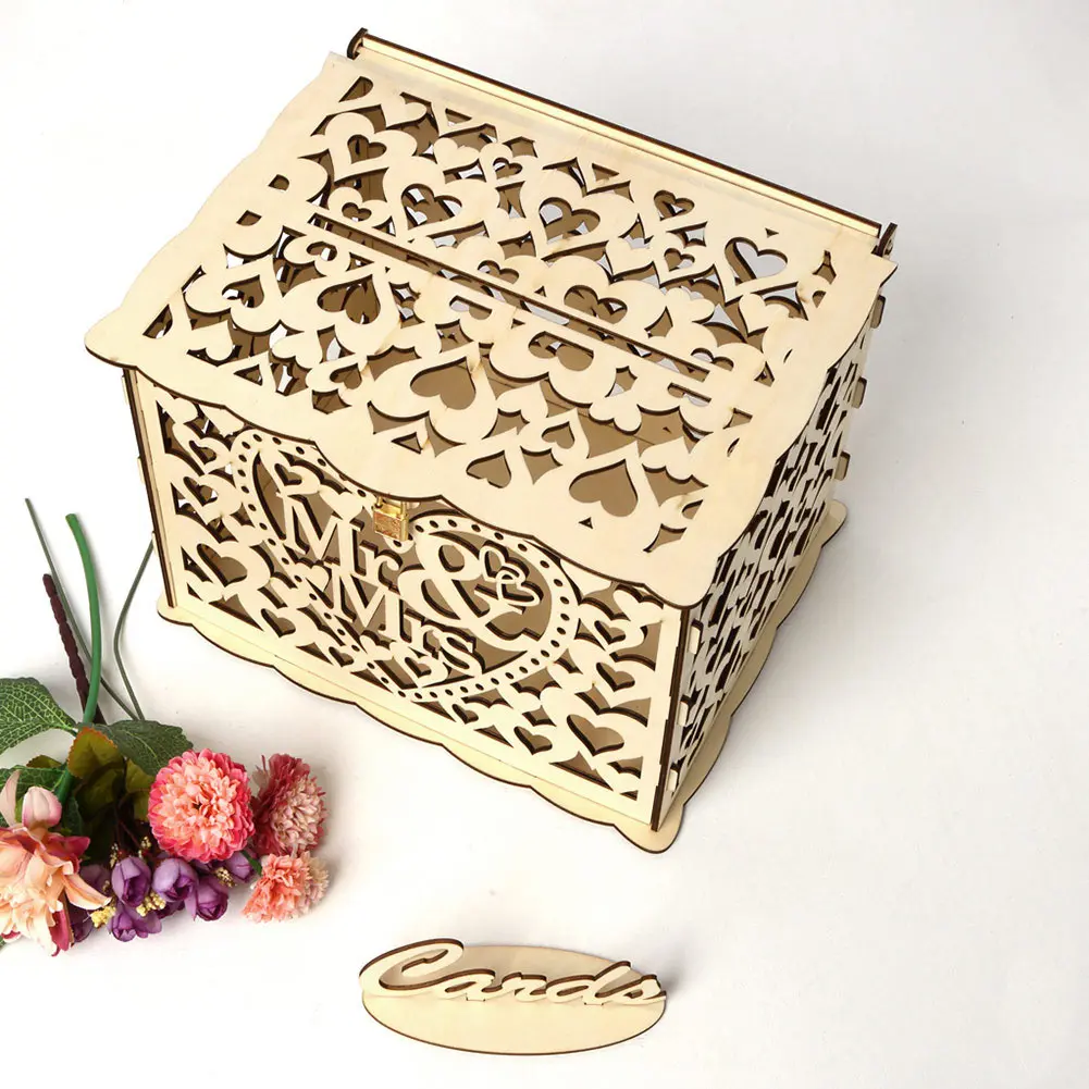 DIY деревянная коробка для приглашения на свадьбу с замком и слотом для деревенский Свадебный декор MAL999