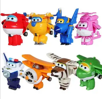 

Cool!!8PCS/Set Super Wings Mini Airplane ABS Robot toys Action Figures Super Wing Transformation Jet Cartoon Children Kids Gift