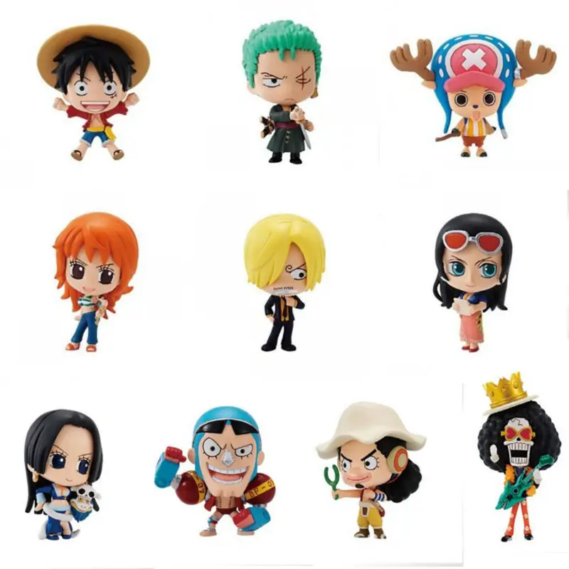 lot one piece 6cm mini figures 10pcs set toys gift cake topper anime cartoon toy catapult toy quadgift bag with ribbon aliexpress