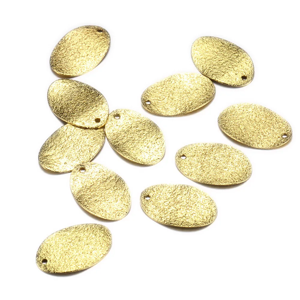 

50PCS lots 20mm Wholesale Glitter Gold Black Silver Color Copper Oval Charm For Women DIY Necklace Jewelry Making Accessories