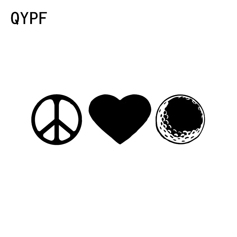 

QYPF 15.2*4.5CM Interesting Peace Love Golf Decor Car Modelling Sticker Vinyl C16-1475