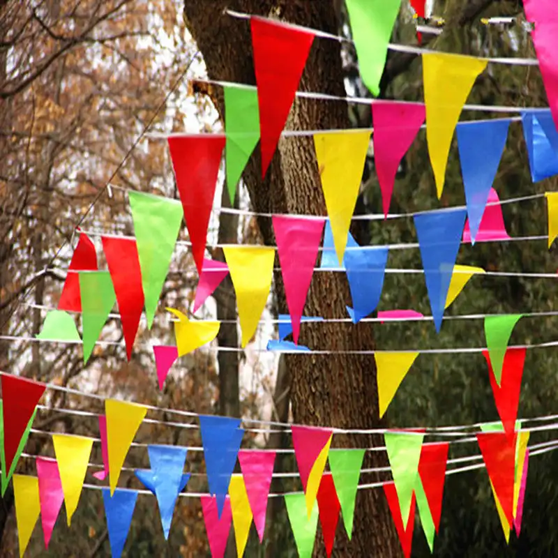 80m Coloured Triangular Slik Flags And Banners Bunting Banner Flag