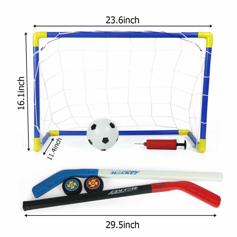 2 в 1 открытый/закрытый детский спорт футбол и Хоккей цели с шариками и насос практика игры драки Футбол набор игрушек