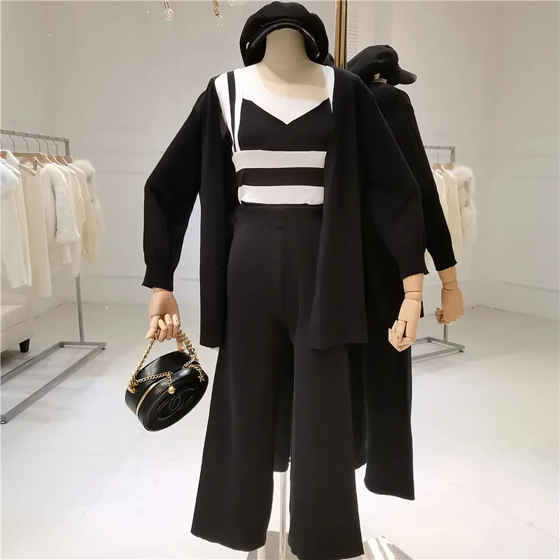 ALPHALMODA женский весенний комплект жилет в полоску на подтяжках + тонкий кардиган с