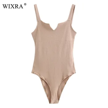 

WIXRA Basic Sexy Bodysuits Classic Solid Body Overalls Summer Slim Bodysuit Women's Sleeveless Rompers Tank For Women