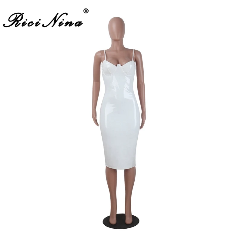 RICININA 2019 Sexy Bodcon Dress Women Spaghetti Strap V-neck Sleeveless Solid Dress Ladies Summer Knee Length Party Dresses RICININA 2019 Sexy Bodcon Dress Women Spaghetti Strap V-neck Sleeveless Solid Dress Ladies Summer Knee Length Party Dresses
