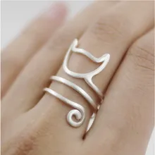 El original diseño anillos 925 anillo de Plata Esterlina Personalizado lindo gato para las mujeres anillos ajustables de la joyería hecha a mano
