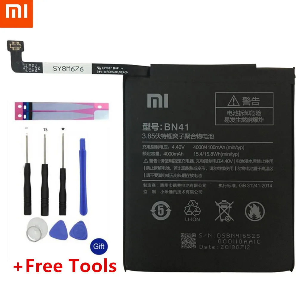 

Original Replacement Battery For xiaomi Redmi Note 4 Pro Note4 Redrice Note 4 Note 4X High-end Version BN41 Genuine 4100mAh