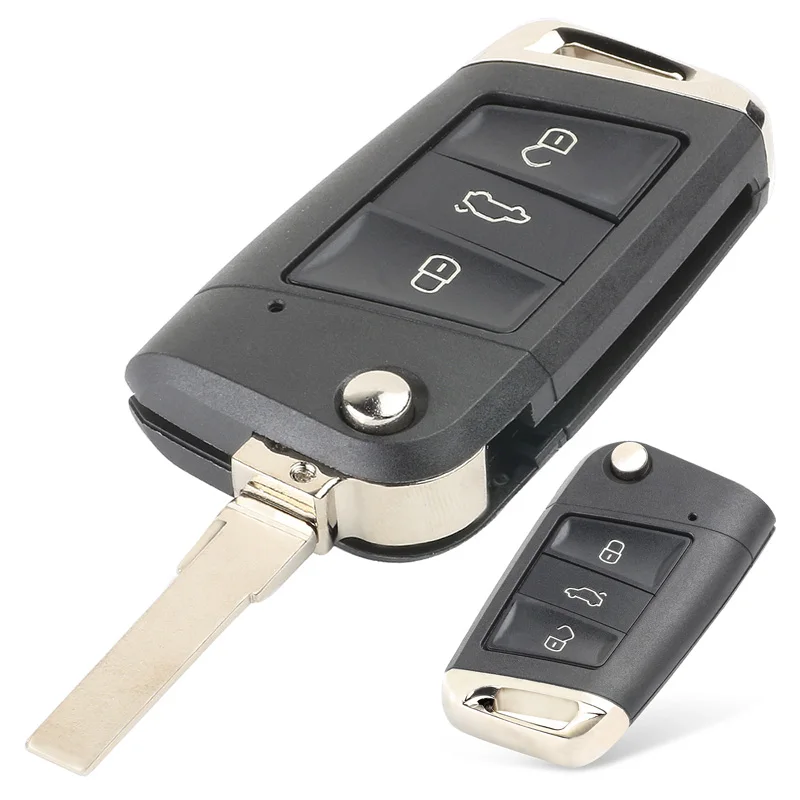 KEYECU 10x для Volkswagen Golf 7 MK7 G* TI, Skoda Octavia Флип обложка сменная 3 кнопки дистанционного ключа автомобиля оболочки чехол Fob