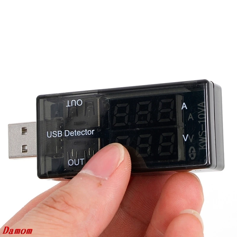 OOTDTY USB Current Voltage Tester USB Voltmeter Ammeter Detector Double Row Shows