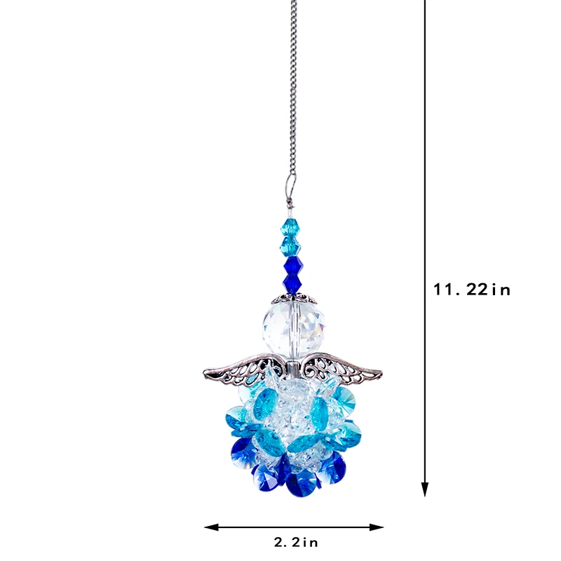 H& D Хрустальный Ангел-хранитель, окно, защита от солнца, Ловец с бусинами, шар, радуга, производитель, домашний декор, подарок, автомобильный Шарм для зеркала заднего вида(синий