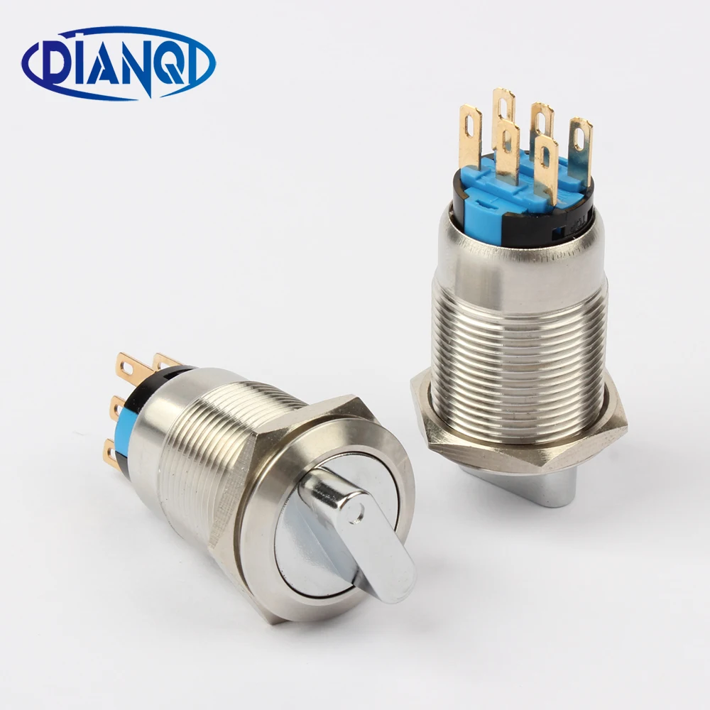 19mm metal rotary push button brass latching 2 or 3 position Switch