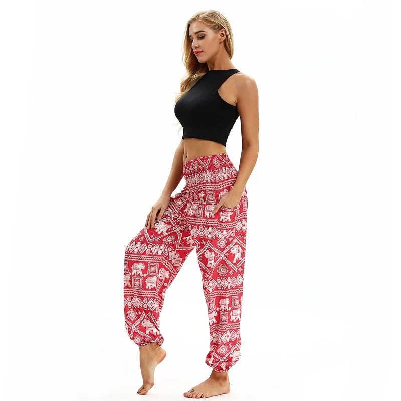 Raisvern женские свободные тайские шаровары, Boho Festival Hippy Aladdin Smock, брюки с высокой талией, Pantalon Femme, повседневные шаровары