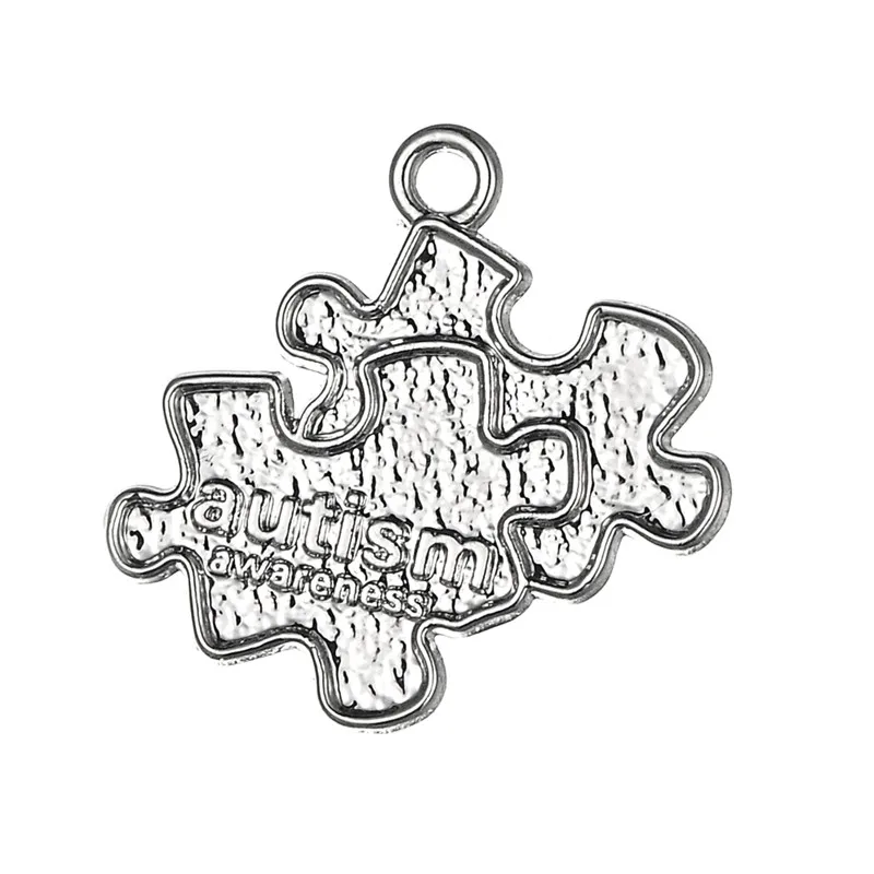 

Skyrim Silver Plated Jigsaw Puzzle Piece Charms Autism Awareness Pendants Fit Original Charm Bracelet Jewelry Gift 10PCS