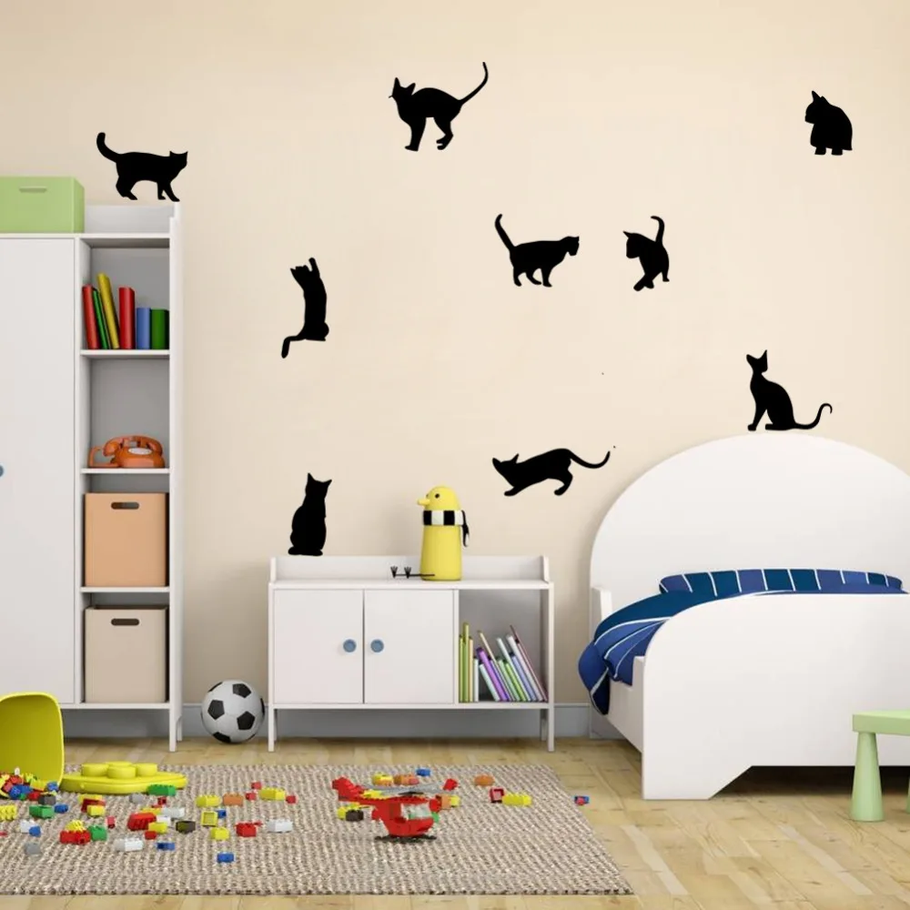 DIY Забавные наклейки на стену с кошкой украшение для дома спальни гостиной