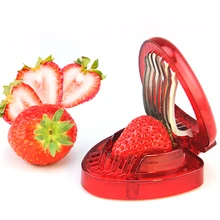 Red Strawberry Slicer Plastic Fruit Carving Tools Salad Cutter Berry Strawberry Cake Decoration Cutter 301 0363