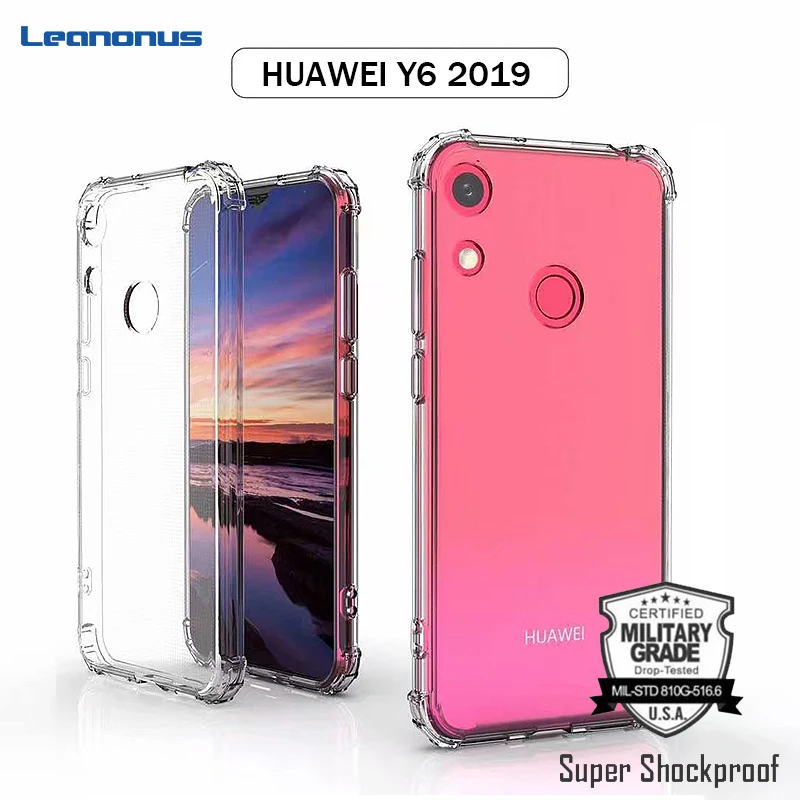 

Leanonus Military Grade Shockproof Phone Case for HUAWEI Y6 2019 Case Air Cushion Back Cover Soft Silicone Capa