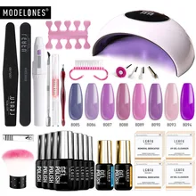 Modelones, 22 шт./лот, для дизайна ногтей, электрическая дрель, светодиодная лампа, набор гель-лака, 24 Вт, УФ-лампа, для дизайна ногтей, Гель-лак, гибридный базовый набор, верхнее покрытие