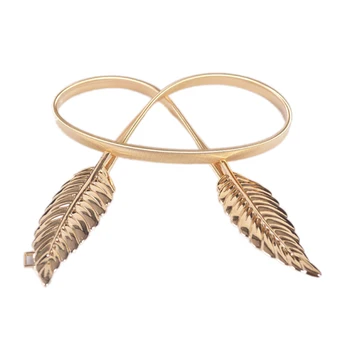 

1Pcs Hot Sale Women Leaf Design Belt Clasp Front Stretch Metal Waist Belt Skinny Elastic Women Accessories Wholesale 2 Colors