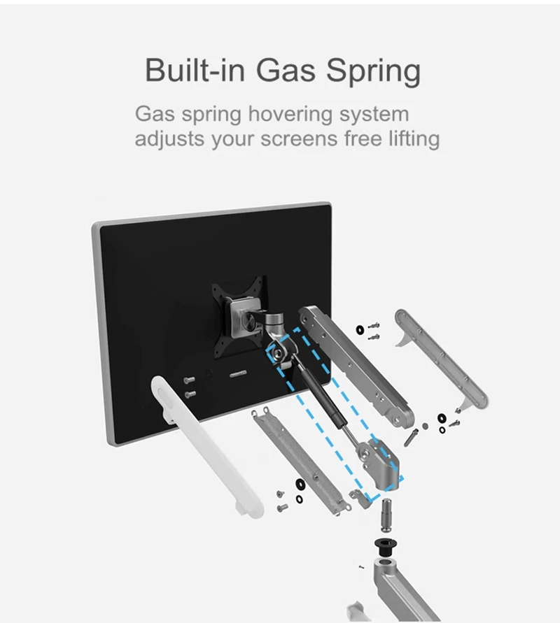 Двойное использование для держателя монитора и настольной подставки для ноутбука Регулируемая OZ-1S однорычажная газовая пружина Крепление для телевизора подходит для 3" ЖК-монитора