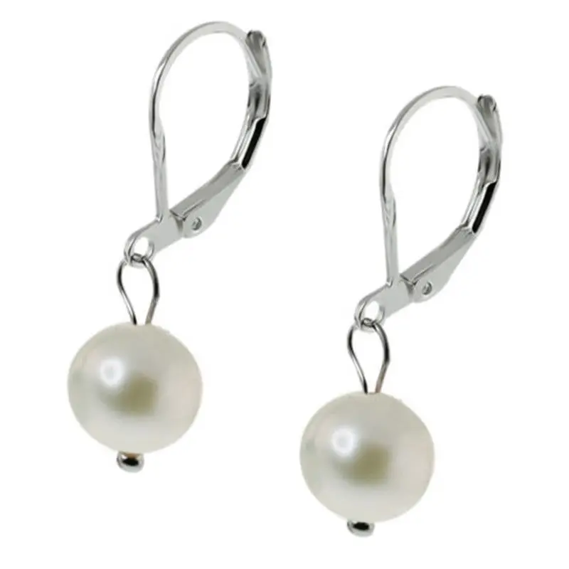 

Hot sell Noble- hot sell new - Free shipping@ New 10MM White Akoya shell Pearl Sterling Silver Earrings Leverbacks new