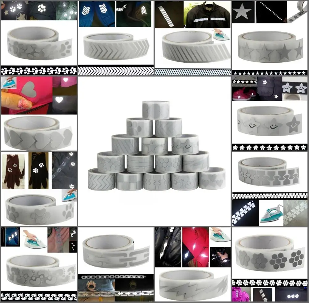 Craft vinyl film craft vinyl sticker reflective tape sticker High Visibility Silver Reflective Tape Heat transfer Vinyl Film DIY Fabric Iron on For Clothing 1meter