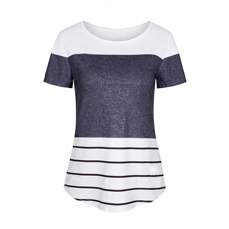 round neck patchwork striped short sleeve t shirts round neck patchwork striped short sleeve t shirts