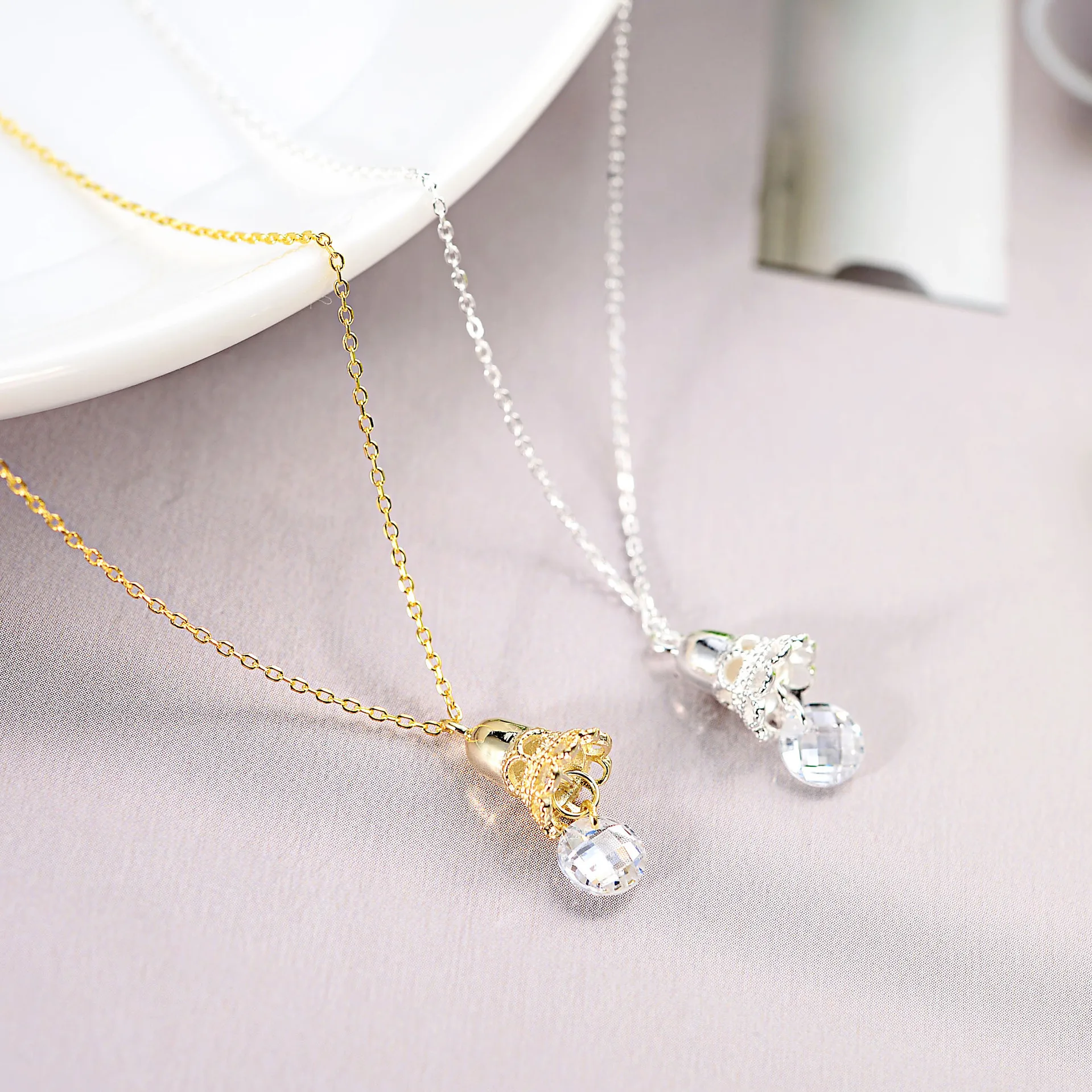 lace bell necklace women 100% 925 Sterling silver nacklace Jewellery Clavicle chain pendant charms christmas bell gift