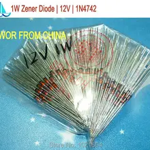 250 шт./лот)(диоды Зенера | 1 Вт) 1 Вт Диод Зенера 12 В, 1 Вт 12 В, 1N4742, диоды Зенера кремния