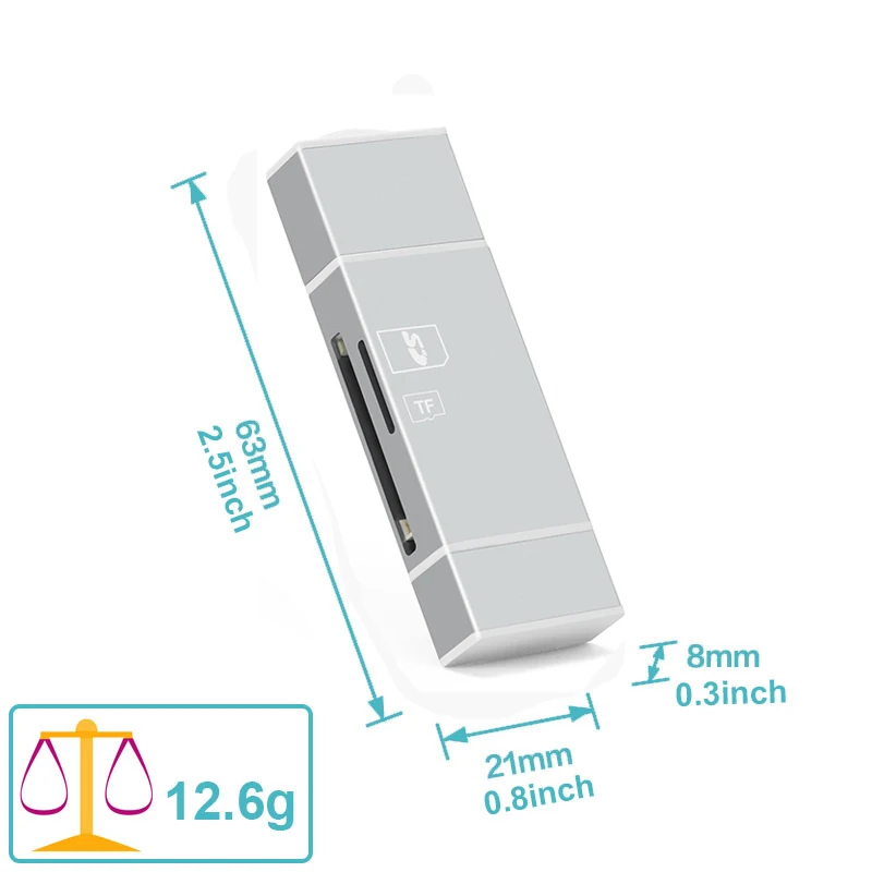 Адаптер micro sd Ingelon kelima серебристый для iphone otg устройство чтения смарт карт usb