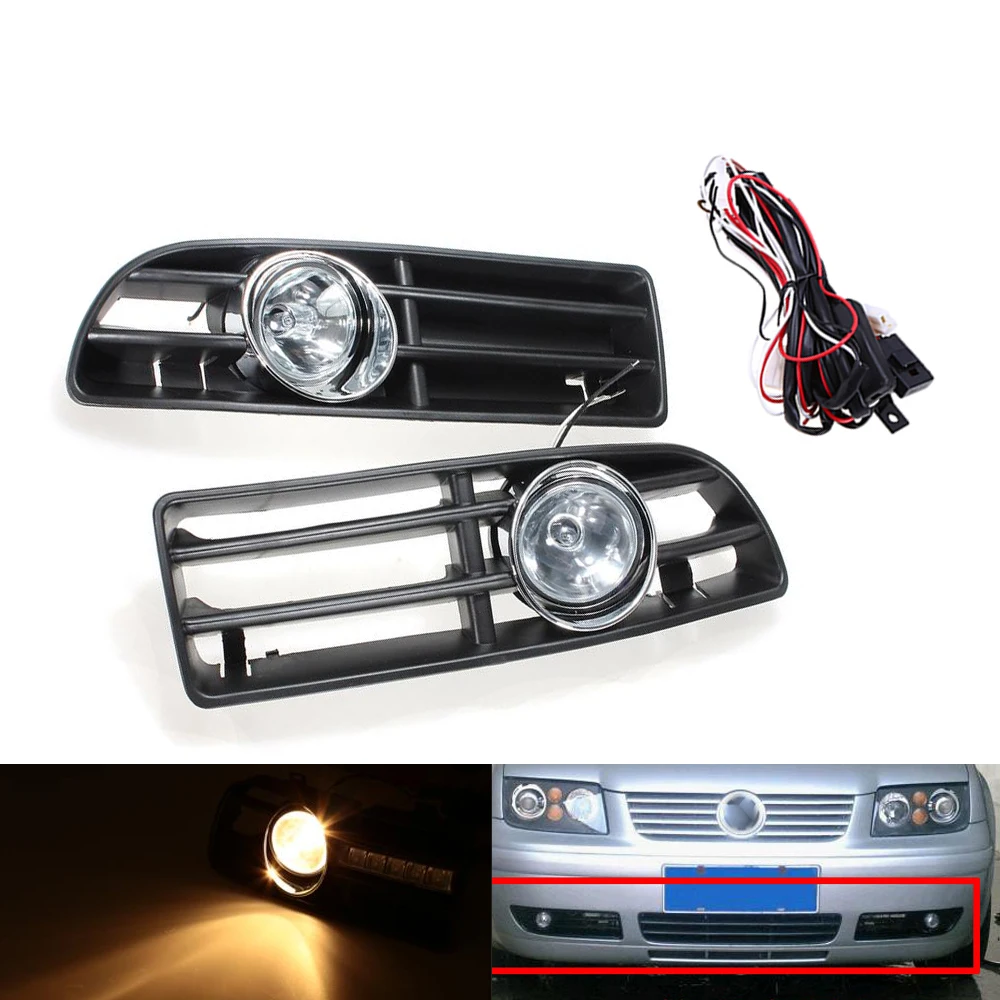 2 шт./компл. 12V решетка бампера и противотуманная фара для VW BORA 99-04 прозрачная линза