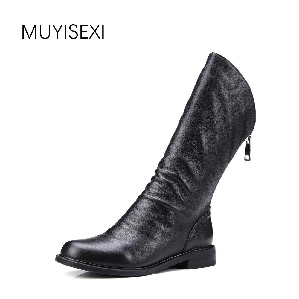 flat mid calf boots womens