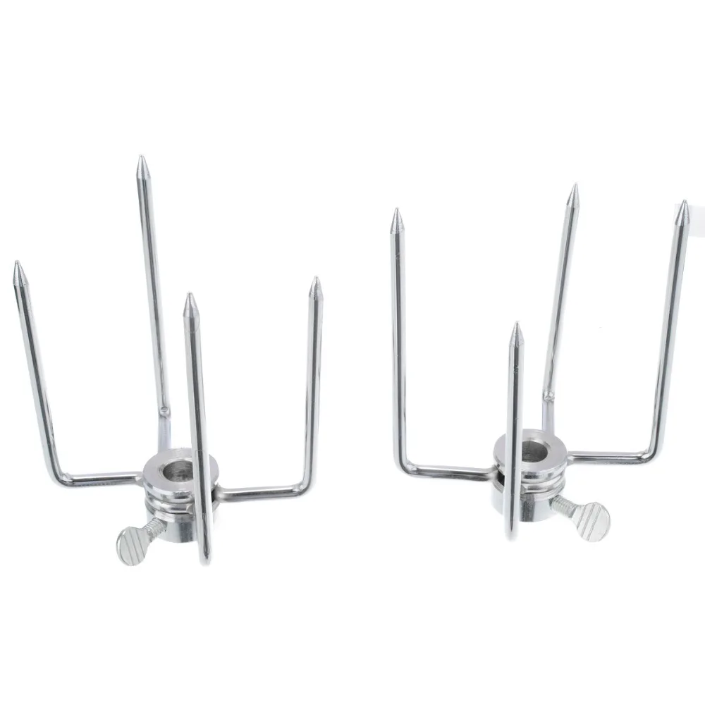 Mayitr 2Pcs BBQ Forks Stainless Steel Rotisserie Forks Spit Charcoal