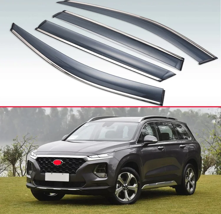 

For Hyundai Santa Fe 2019 2020 Plastic Exterior Visor Vent Shades Window Sun Rain Guard Deflector 4pcs