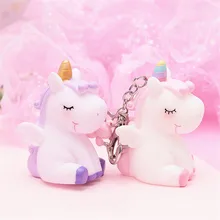 

Creative Rainbow PVC Animal Unicorn Shaped Pendant Keychain for Men Women Bag Phone Car Pendant Key Chain Porte Clef keyring