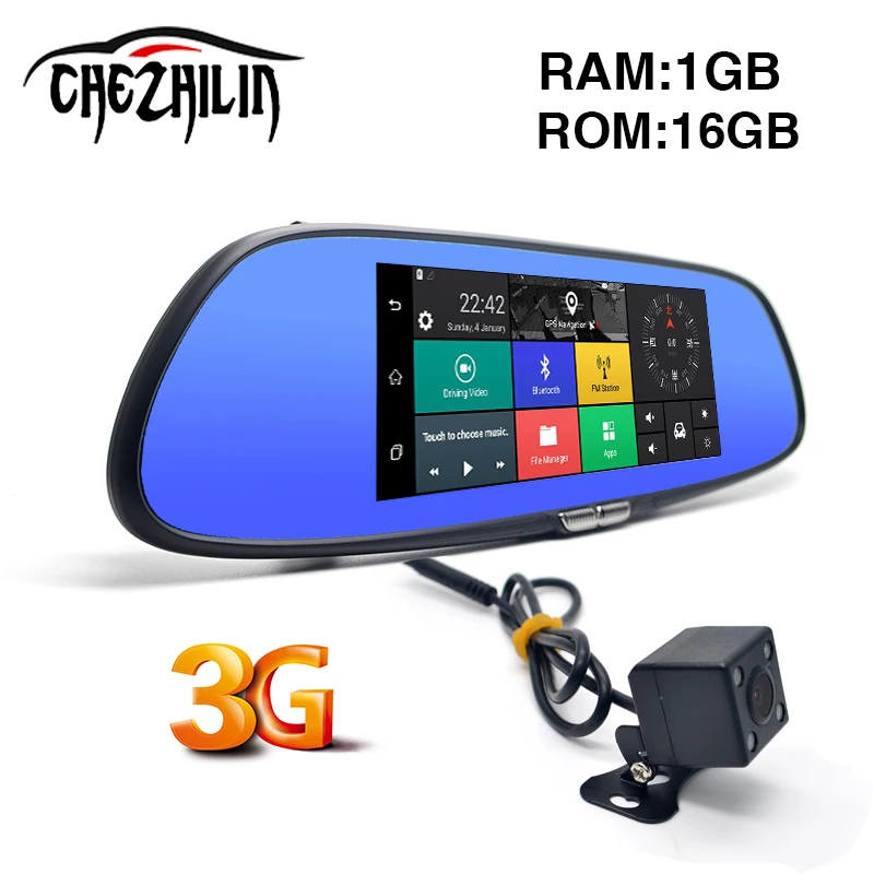 Prix pour 3G WCDMA Android 5.0 7 pouce De Voiture Caméra DVR Bluetooth FM WIFI Double Lentille rétroviseur Caméscope Dash cam dvr Prix pour 3G WCDMA Android 5.0 7 pouce De Voiture Caméra DVR Bluetooth FM WIFI Double Lentille rétroviseur Caméscope Dash cam dvr