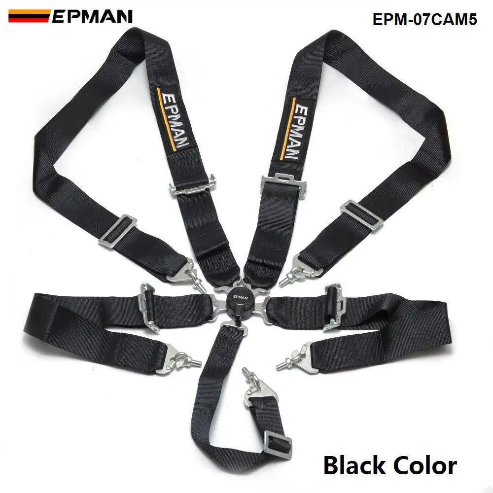 Epman автомобиля 5 точечный гоночный страховочные ремни Camlock " ремень безопасности EPM-07CAM5 - Название цвета: Черный