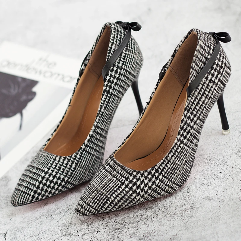plaid shoes heels