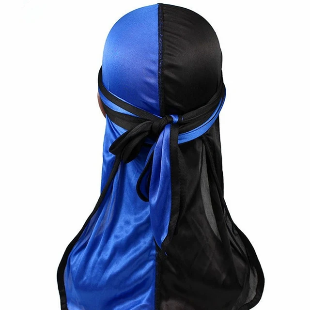 New Fashion Men's Silk Patchwork Durags Double Colors Soft Satin Durag