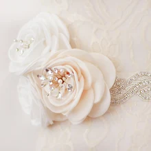 Bridal Wedding Sash, Bridal Belt, Crystal Sash, Rhinestone Jeweled Gown Belt, New white ivory Fabric flowers feathers Belt