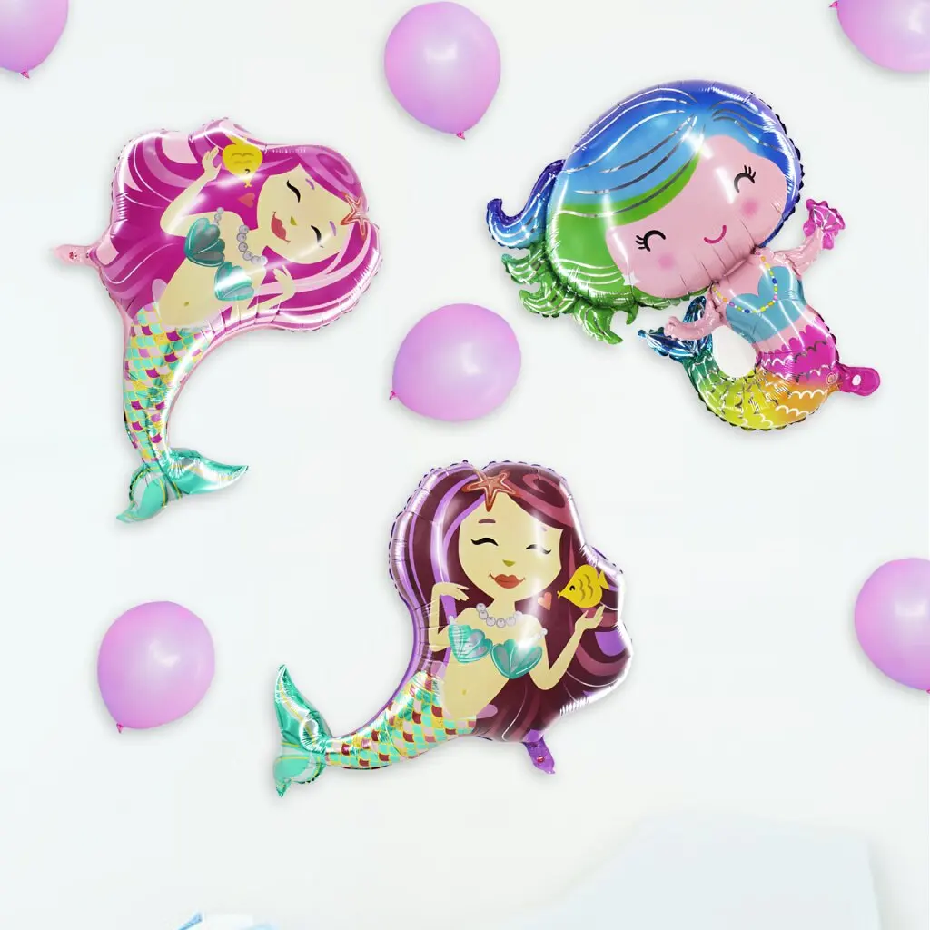 Lovely Mermaid tail balloon Girl Birthday Party Babay Shower Decoration Large Cartoon Little Mermaid Balloons Toys Party Supply