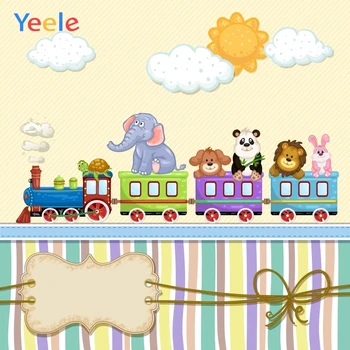 

Yeele Sun Clouds Train Animals Streak Note Birthday Photography Backgrounds Customized Photographic Backdrops for Photo Studio
