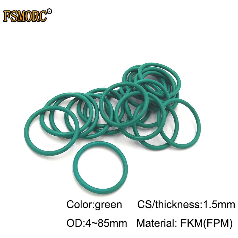 

OD 4~85mm *1.5mm thickness/CS FKM Viton o ring seal dichtung green Gasket of motorcycle part FPM o-ring