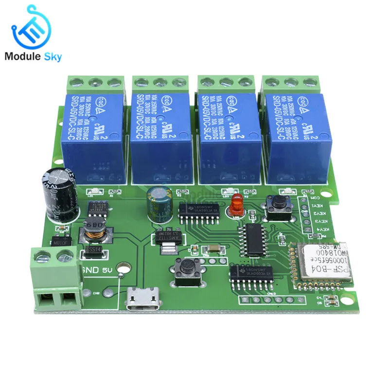 

4-Way WiFi Relay Module Phone APP Control Switch Jog Inching Self-locking wireless module board DC 5V-32V for Smart Home