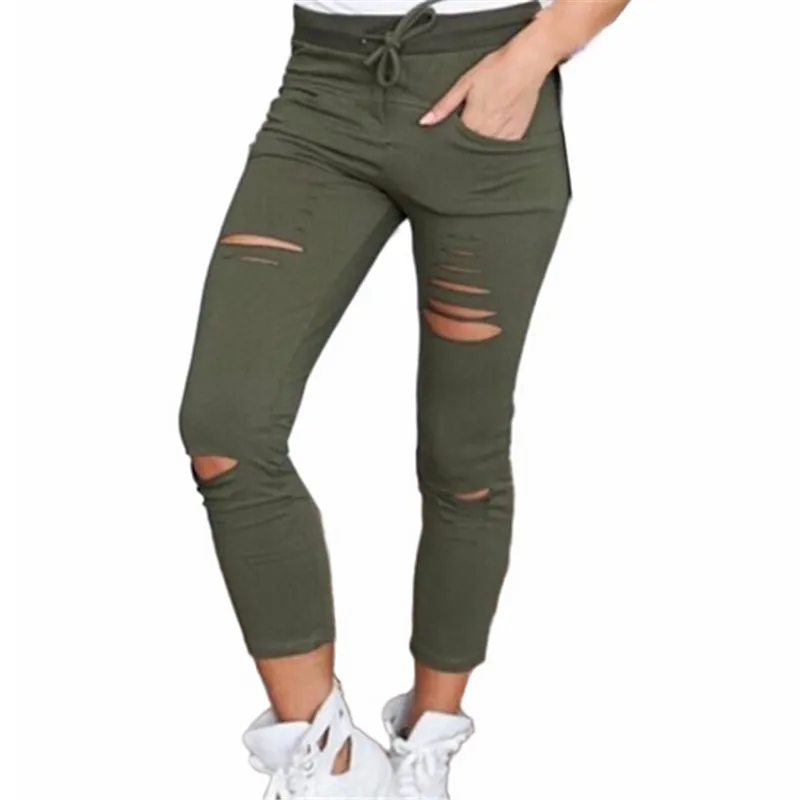 2019 Fashion Cotton Hole Pencil Pants Women Skinny Nine Points Pants High Waist Stretch Jeans Women Slim Pencil Trousers Capris 2019 Fashion Cotton Hole Pencil Pants Women Skinny Nine Points Pants High Waist Stretch Jeans Women Slim Pencil Trousers Capris